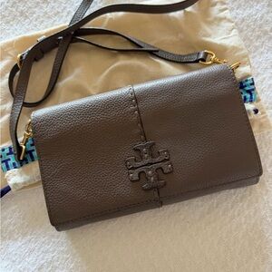 Tory Burch Gray Leather Wallet Bag